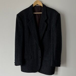 Harris Tweed Classic Dark Grey Men's Tweed Blazer, Size 42R